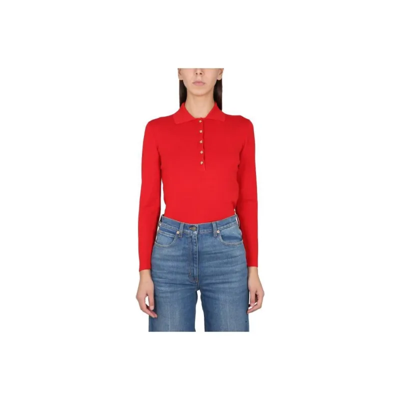 GUCCI Half Buttoned Long Sleeve Polo Shirt-0