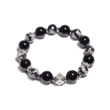 DRAGON LI Snowflake Obsidian Bracelets Unisex
