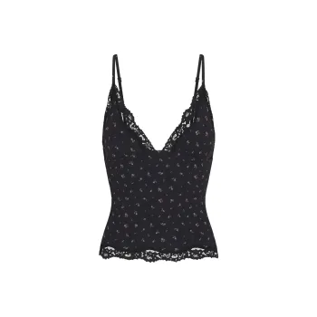 SKIMS FW24 FITS EVERYBODY LACE TRIANGLE CAMI Camisole Women's ONYX ROSEBUD PRINT/Agate Rosebud Print