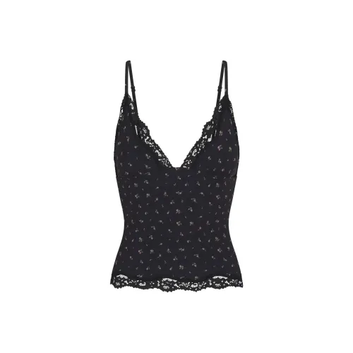 SKIMS FW24 FITS EVERYBODY LACE TRIANGLE CAMI Camisole Women's ONYX ROSEBUD PRINT/Agate Rosebud Print