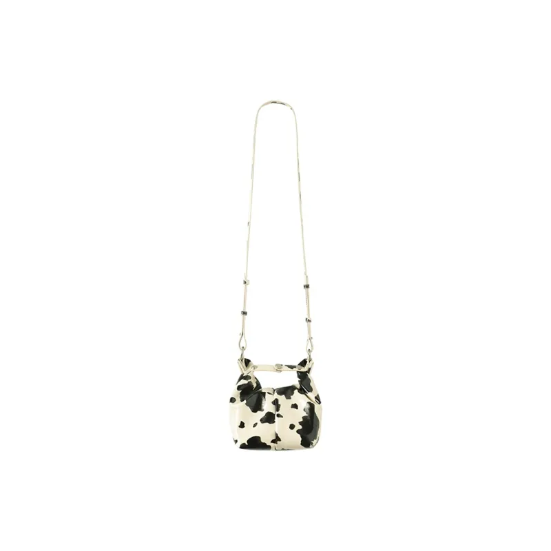 Crying Center PU Bucket Bag, Shoulder Bag, Crossbody Bag, Handbag Mini Women's White Milk Cow Pattern/Brown Cow Pattern-1