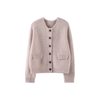 MAIGRE SIMHAT Cashmere Sweater Women's Pink Gray Floral Yarn