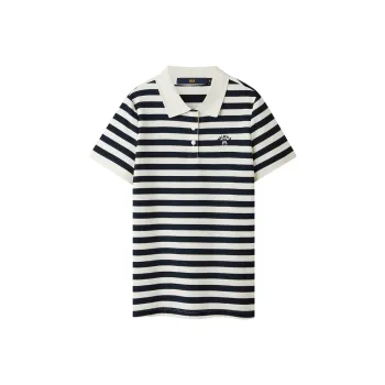 HLA Polo Shirt Women's Navy Blue Stripes