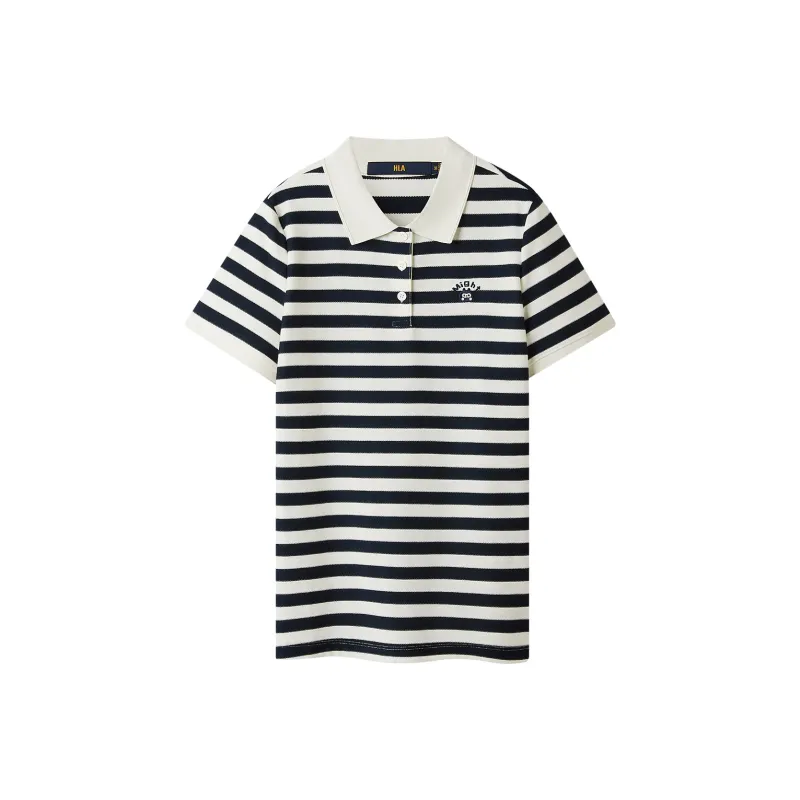 HLA Polo Shirt Women's Navy Blue Stripes-0