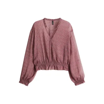 H&M Shirt Women's Gray Pink/Pattern