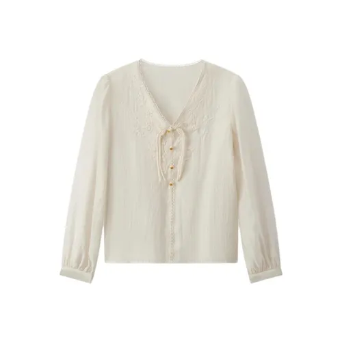 EICHITOO Chiffon Shirts Women's Ecru