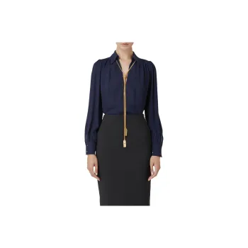 Elisabetta Franchi Necklace Embellished Georgette Blouse