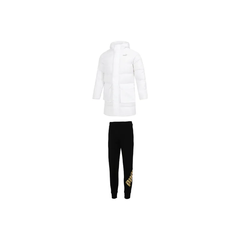 PUMA Casual Sportswear Men Set White Down Jacket+Black Pants-0