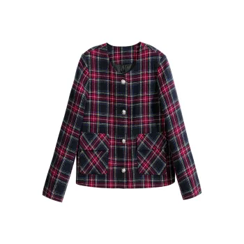 Wbwq Jackets & Coats Women's Red And Blue Plaid