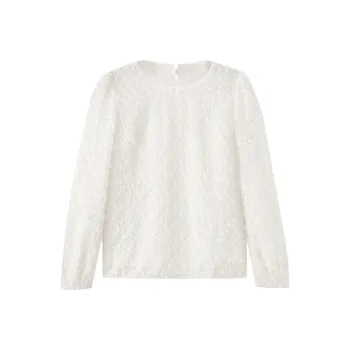 SHUIYUNJIAN Chiffon Shirts Women's Ivory White