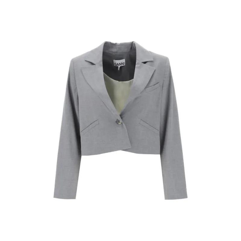 GANNI Single breasted Cropped Jacket-0