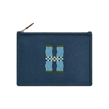 HERMES Flat H Natte Wool Clutch Small Size Women's Blue