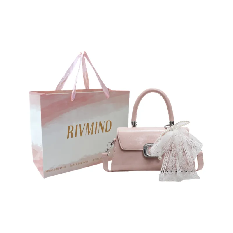 RIVMIND PU Handbag Women's Ecru/Pink/Blue/Black-5