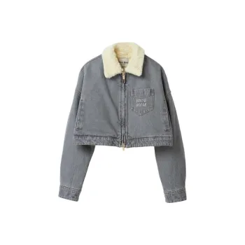 MIU MIU Shearling collar Denim Jacket