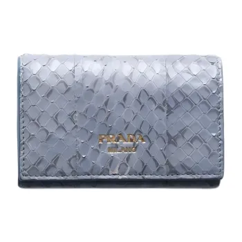 PRADA Leather Card Holder Women's Light Purple Blue