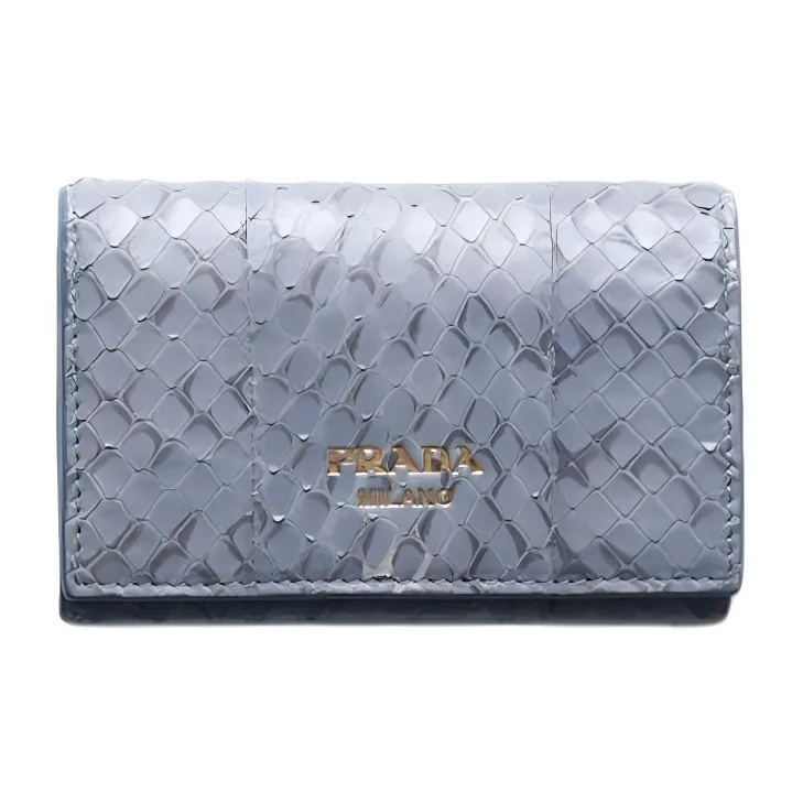 PRADA Leather Card Holder Women's Light Purple Blue-0