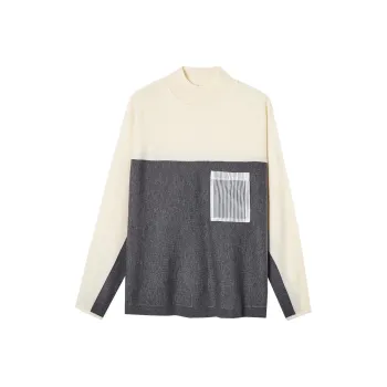 Demana Knitwear Women's White And Gray Color Blocking