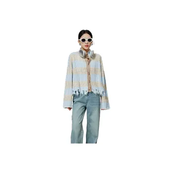 Weekly Knitwear Women's Blue And Brown Stripes