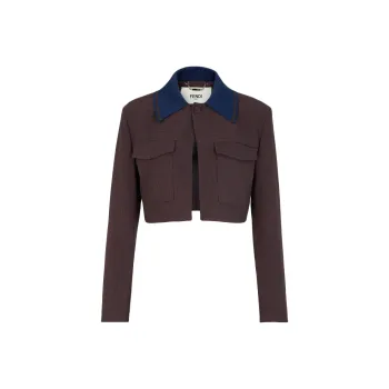 FENDI Pinstriped Motif Cropped Jacket