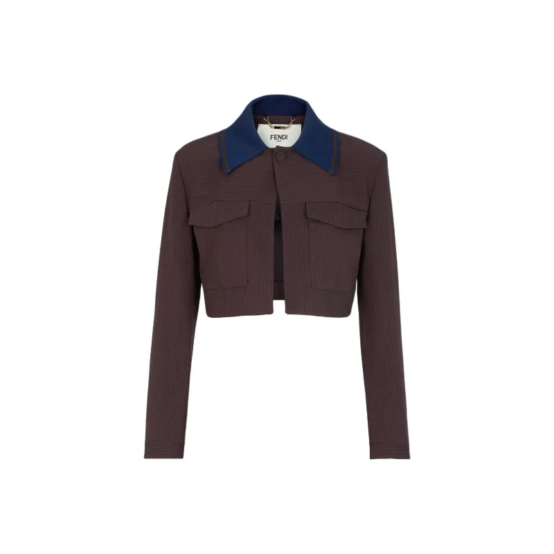 FENDI Pinstriped Motif Cropped Jacket-0