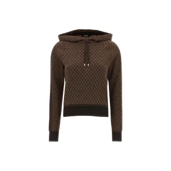 BALMAIN Pb Monogram jacquard Wool Hoodie