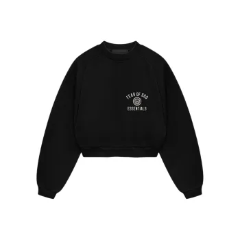 Fear Of God Essentials Women's Fleece Cropped Crewneck FW24 Black