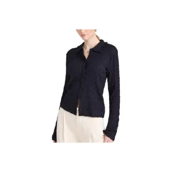 VINCE Smocked Button-up Top