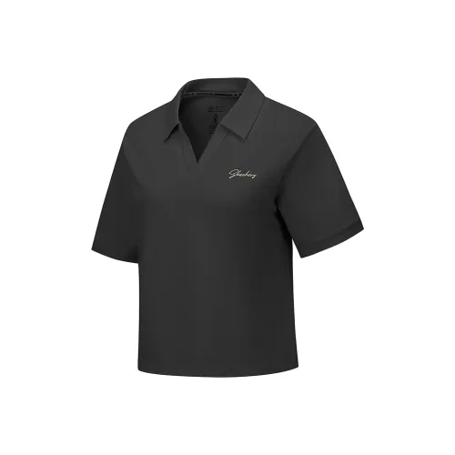 Skechers GODRI SS25 Polo Shirt Women's Carbon Black