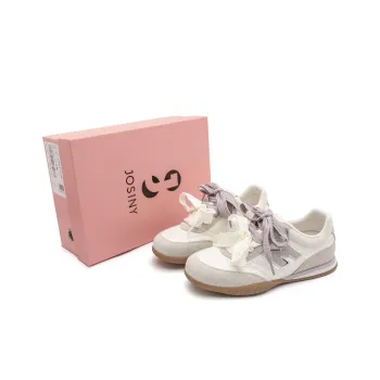 JOSINY Shock Absorbing, Non Slip, Wear Resistant, Breathable And Lightweight Low Top Casual Shoes Women's Beige/Purple