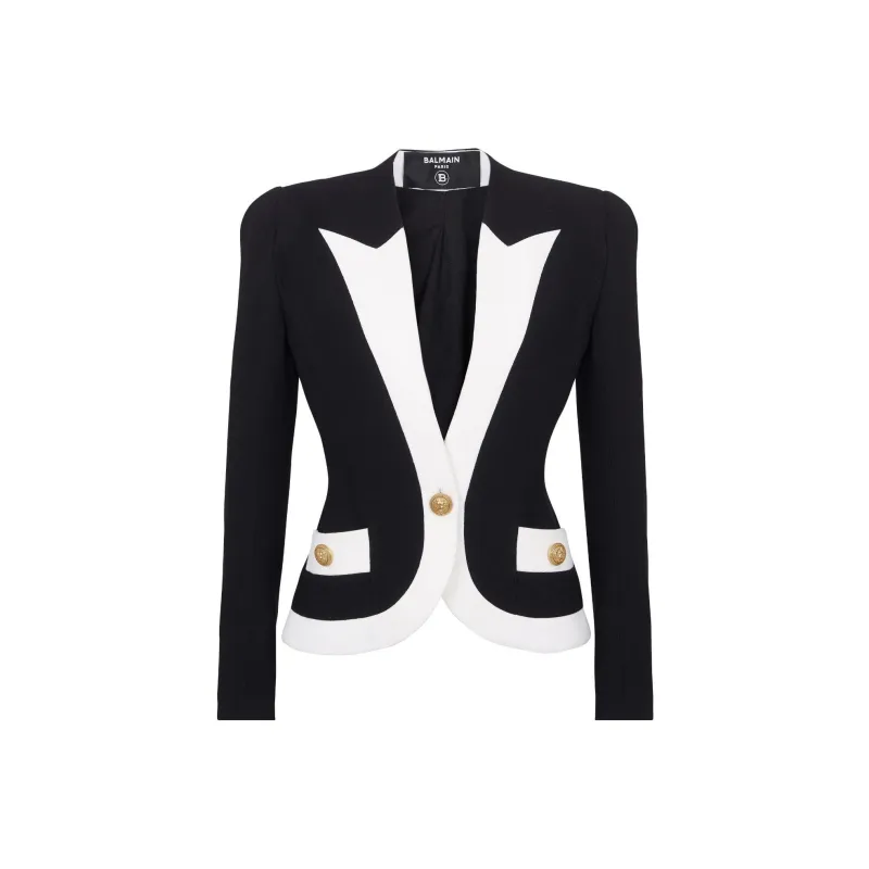 BALMAIN Two tone Crepe Blazer-0