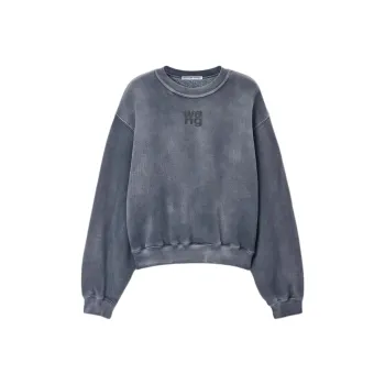 Alexander Wang Essential Terry Crew W/ Puff Paint Logo Sweatshirt Washed Asphalt
