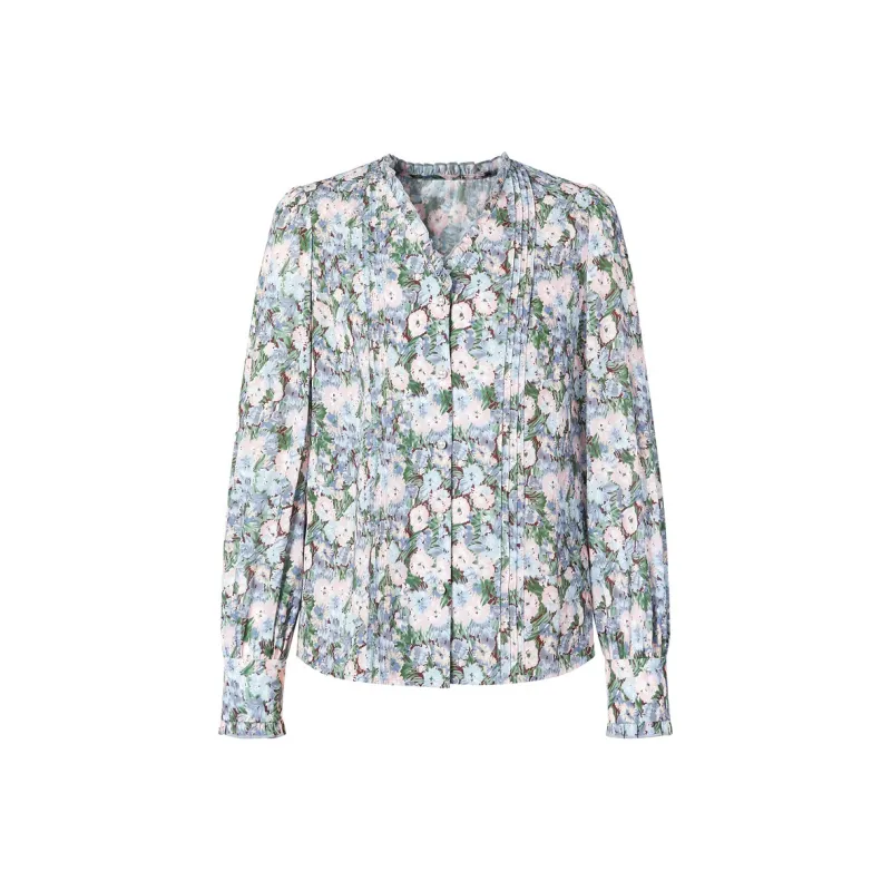 JZ Juzui Shirt Women's Floral Light Blue-0