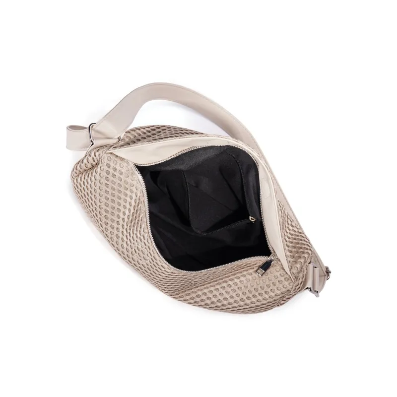 Dubaolu Fabric Dumpling Bag, Crossbody Bag, Shoulder Bag Medium Size Women's Black/Ecru-11