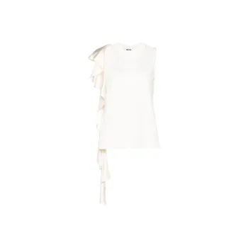 MSGM Draped Detail Asymmetric Satin Blouse