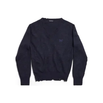 Balenciaga SS25 LAUREL CLASSIC INSIDE OUT Cashmere Sweater Regular Fit Women's Marine Blue