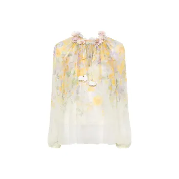 Zimmermann Harmony Billow Floral-print Blouse