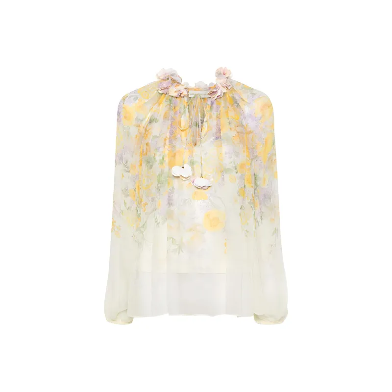 Zimmermann Harmony Billow Floral-print Blouse-0