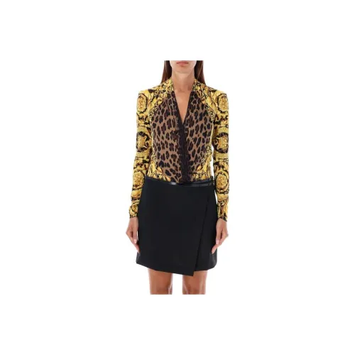 VERSACE Pattern Printed Draped Bodysuit