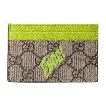 GUCCI GG Monogram Coated Fabric Card Holder Card Holder Men's Beige & Green