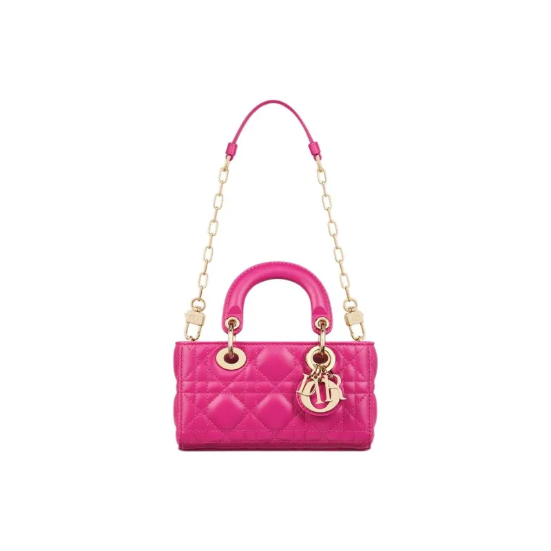DIOR Lady D Joy Lambskin One Shoulder Handbag Micro Women's Fuchsia-2