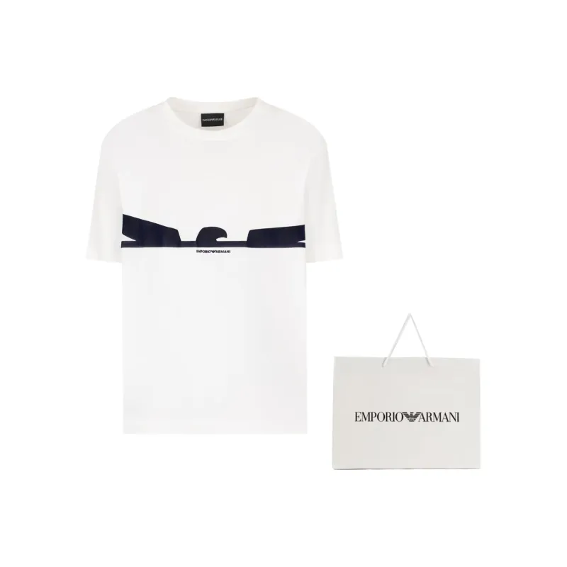 EMPORIO ARMANI Asv Jersey T shirt With Contoured Eagle Flocked Print-1