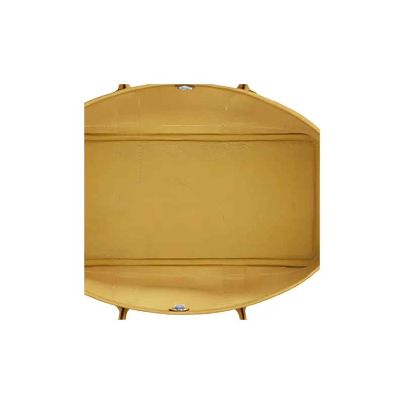 HERMES Garden Party Canvas With Negonda Calfskin Handbag Unisex Ginger Yellow/Cardamom Green-4