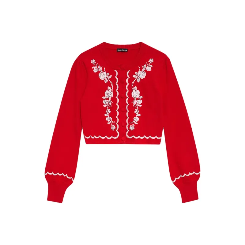 Victoria's Secret For Love & Lemons Josephina Cardigan / Red Knitwear Women's Red-0