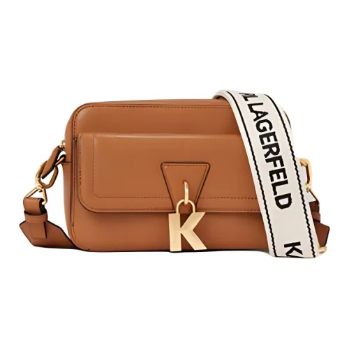 warmth LAGERFELD K/SIGNATURE Cow Leather Camera Bag, Shoulder Bag, Crossbody Bag Women's Brown