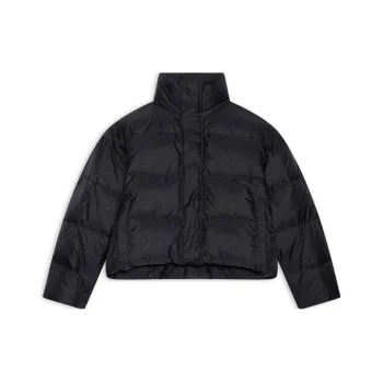 Balenciaga Women'ss Allover Logo Bb Puffer Jacket Black