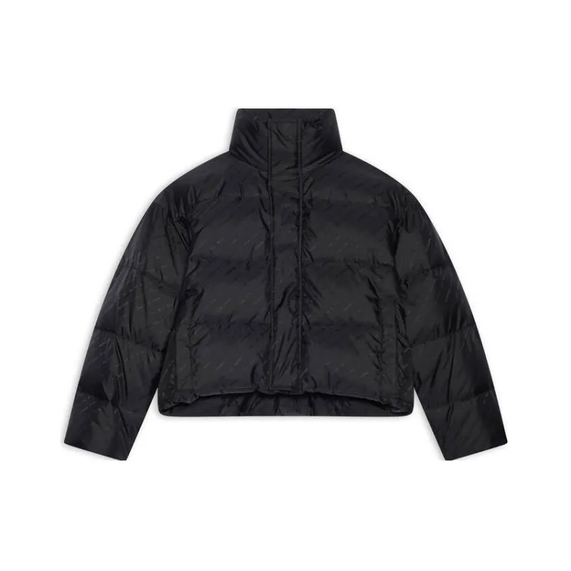 Balenciaga Women'ss Allover Logo Bb Puffer Jacket Black-0