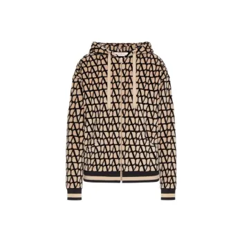 Valentino V Logo Hooded Sweater Sweatshirt Women's Beige