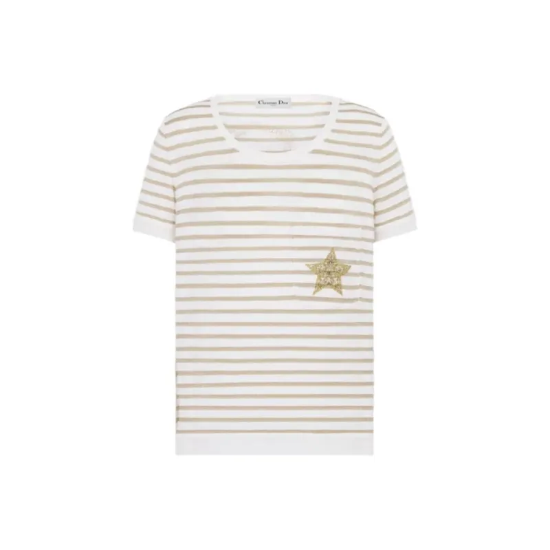 DIOR SS25 T Shirt Women's White Gold-0