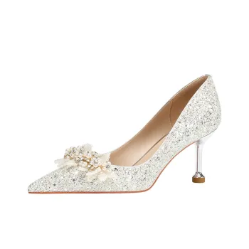 Lan Miao Slim Heel High Heels Women's Silver