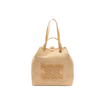Casadei Cotton Bucket Bag Handbag Women's Beige